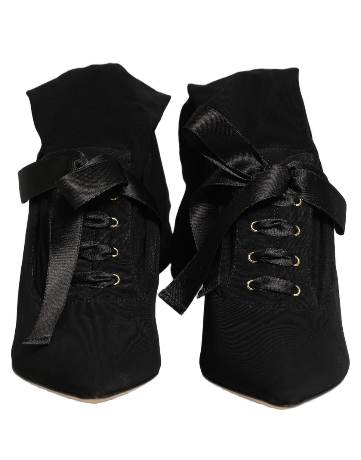 Dolce & Gabbana Black Stiletto Heels Mid Calf Boots Shoes