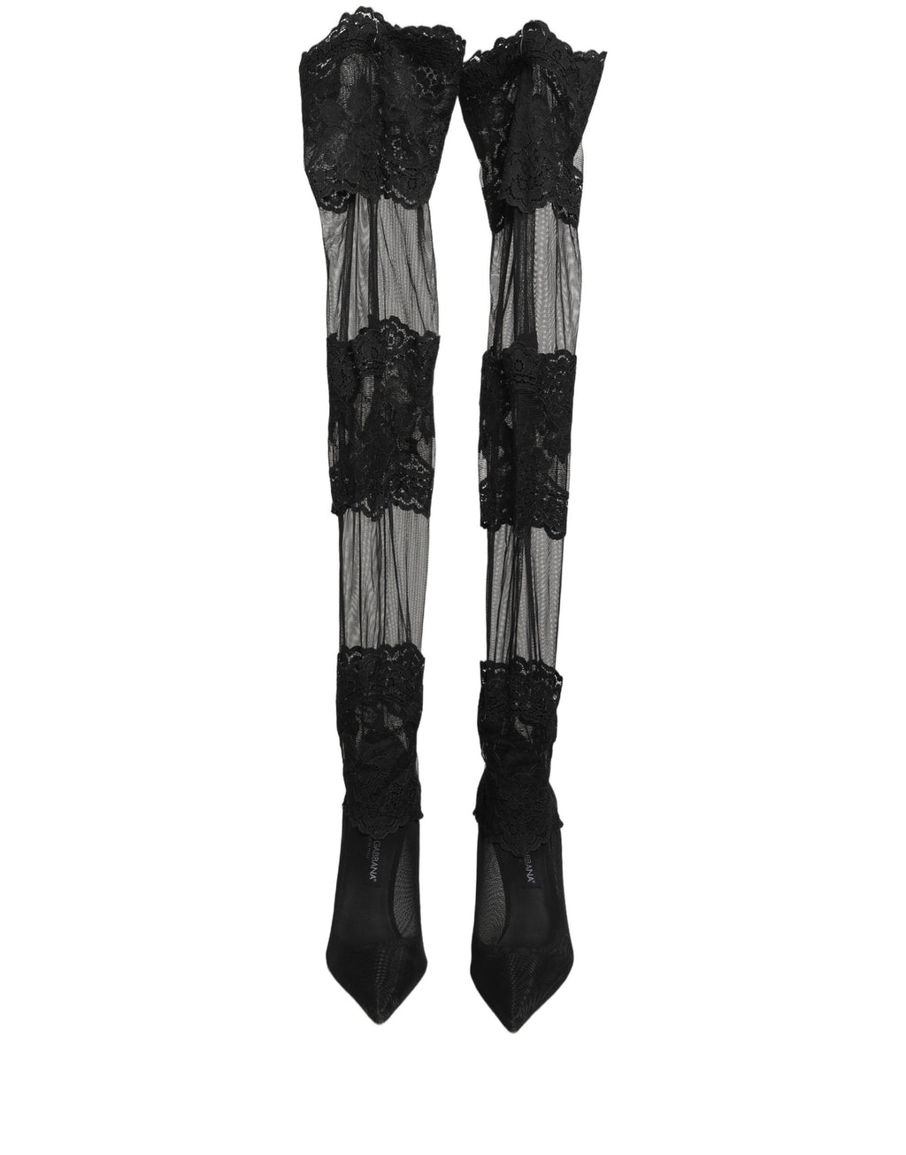 Dolce & Gabbana Black Over The Knee Sock Pumps Boots Shoes