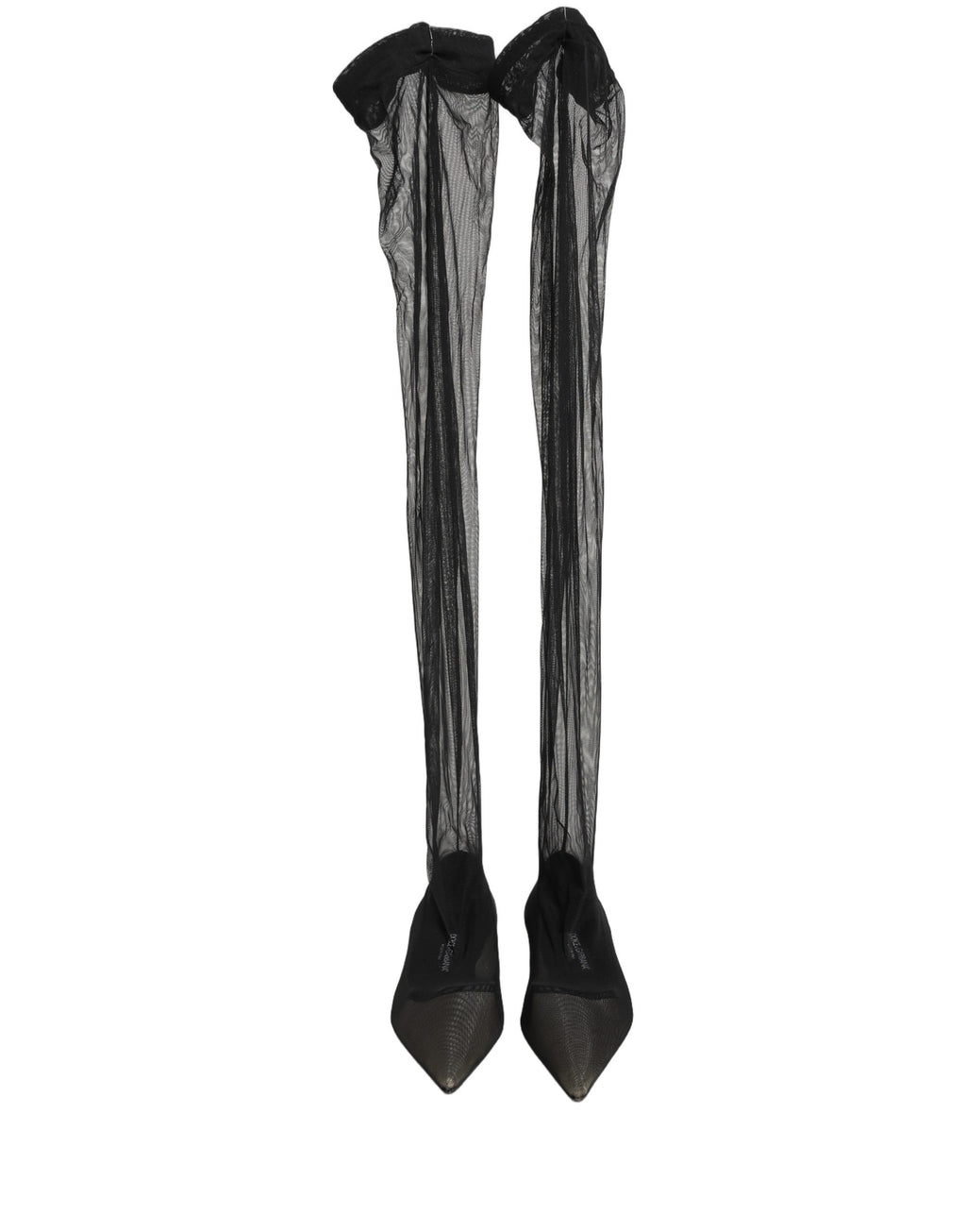 Dolce & Gabbana Black Over The Knee Tulle Flats Boots Shoes