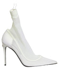 Dolce & Gabbana White Tulle Stretch Mesh Sock Boots Shoes