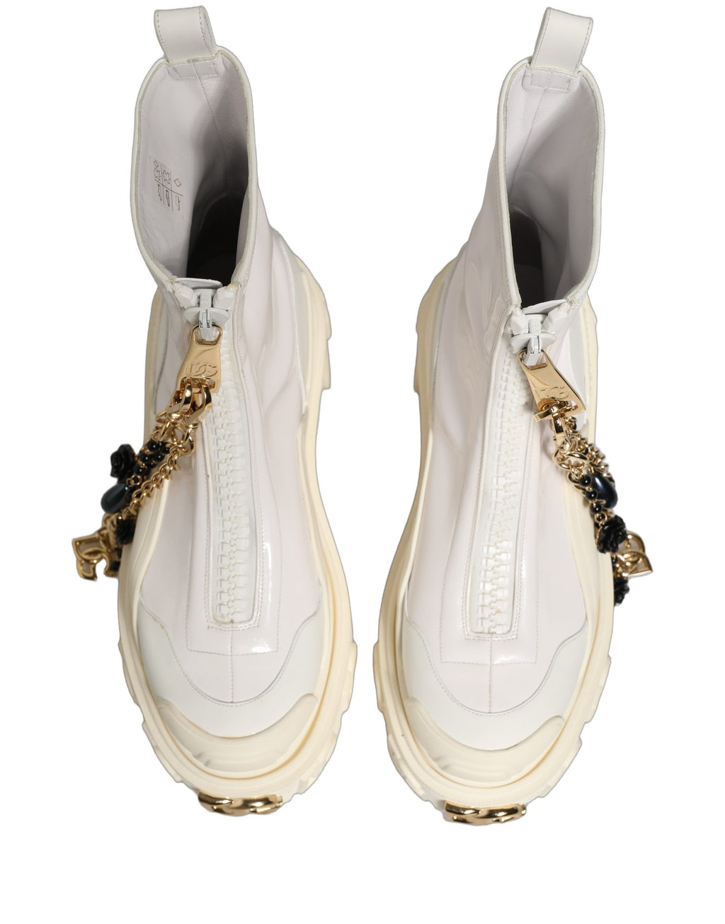 Dolce & Gabbana White Leather Rubber Logo Ankle Boots Shoes