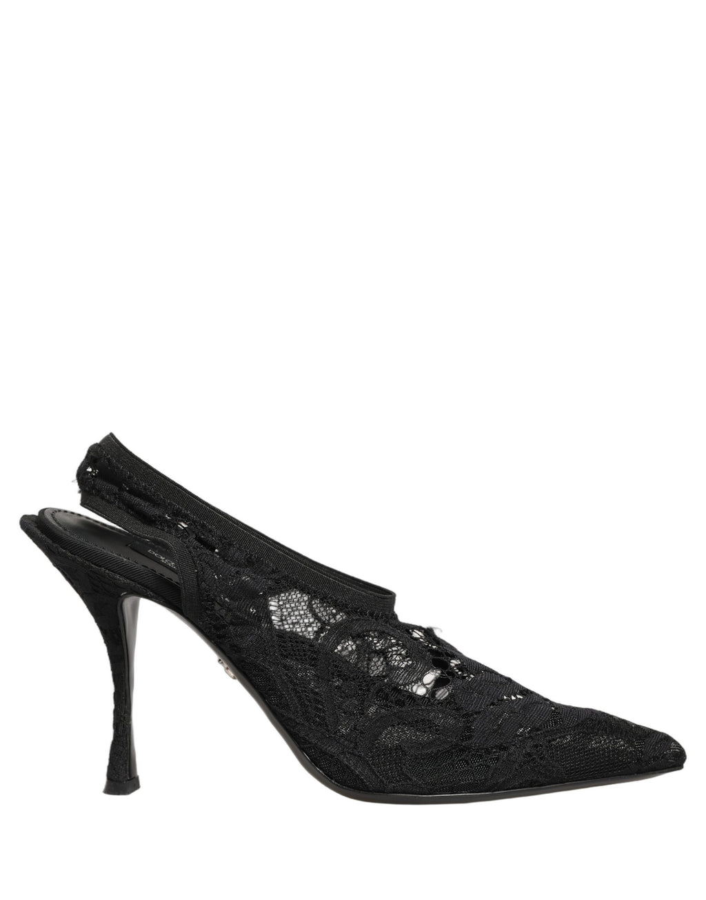 Dolce & Gabbana Black Lace Pointed Toe Slingback Pumps Shoes