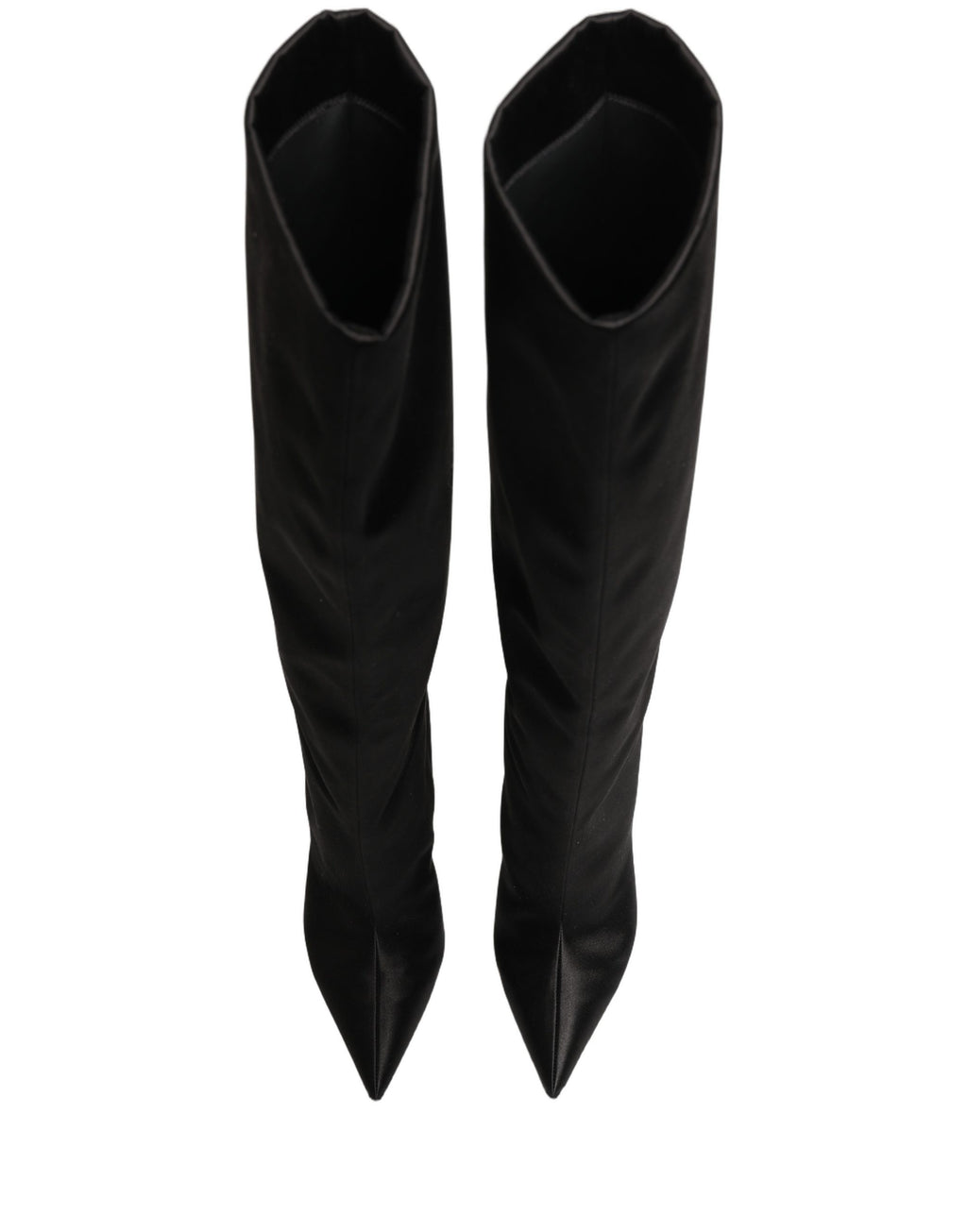 Dolce & Gabbana Black Satin Knee High Stiletto Boots Shoes