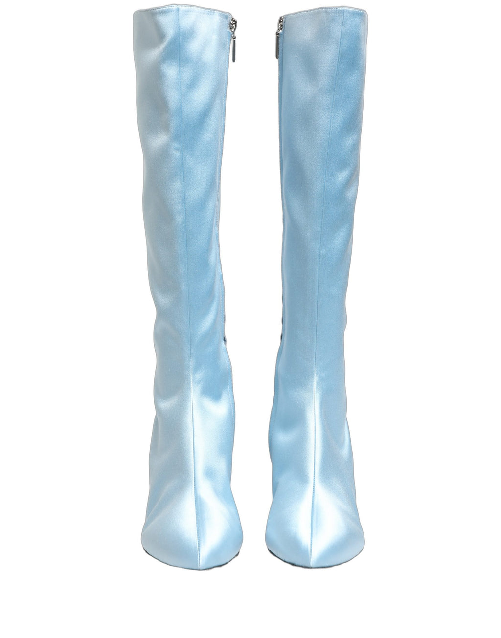 Dolce & Gabbana Light Blue Satin Knee High Boots Shoes