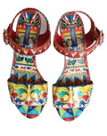 Dolce & Gabbana Multicolor Majolica Leather Wedge Sandals Shoes