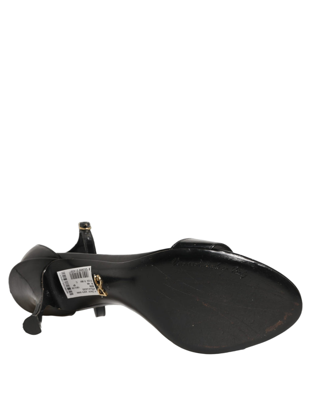 Dolce & Gabbana Black Leather Ankle Strap Heels Sandals Shoes