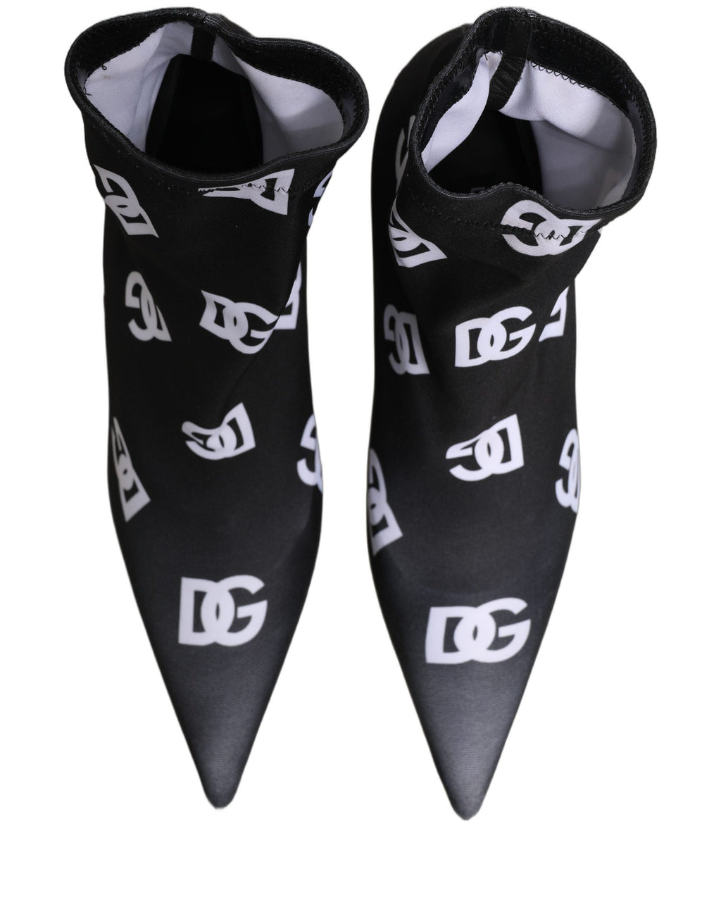 Dolce & Gabbana Black Logo Stretch Heels Ankle Boots Shoes