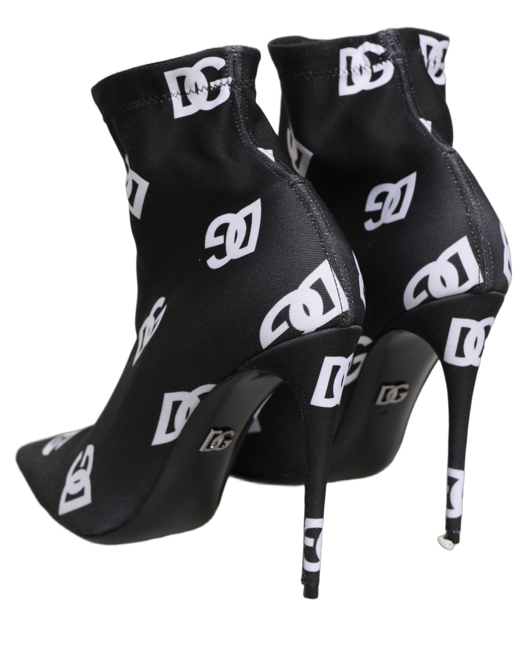 Dolce & Gabbana Black Logo Stretch Heels Ankle Boots Shoes