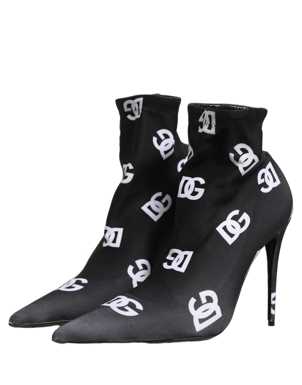 Dolce & Gabbana Black Logo Stretch Heels Ankle Boots Shoes