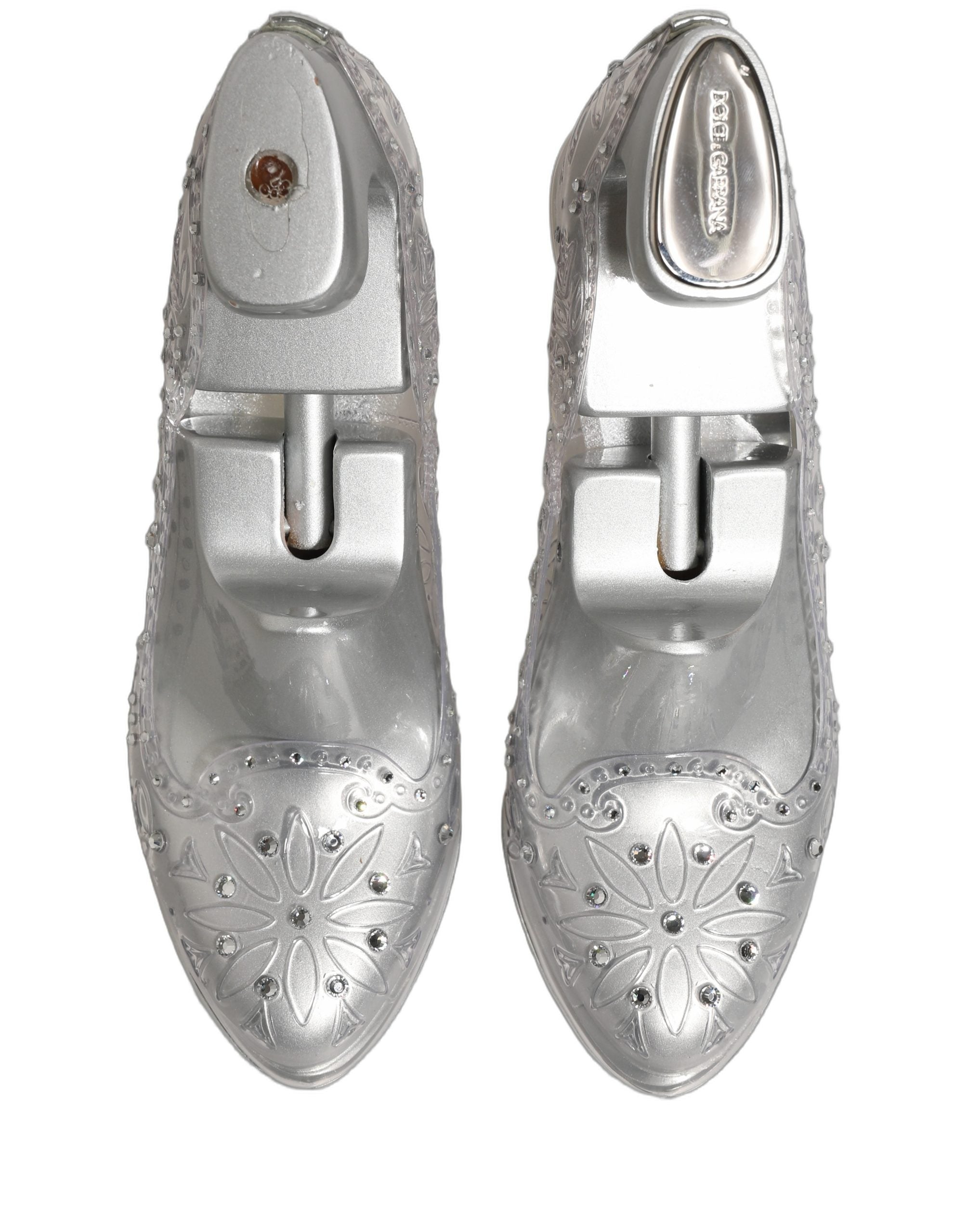 Dolce & Gabbana Clear CINDERELLA Floral Crystal Heels Shoes