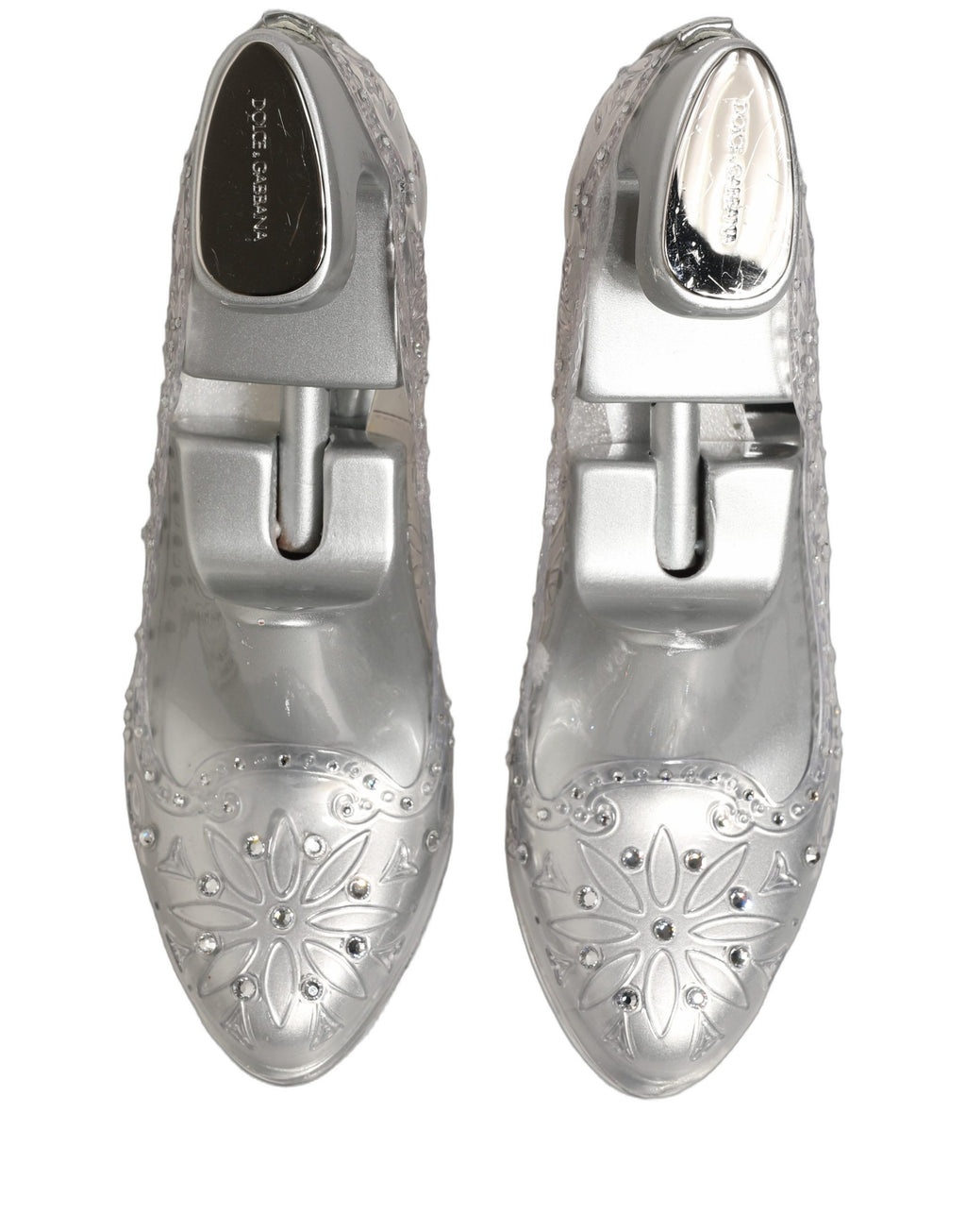 Dolce & Gabbana CINDERELLA Floral Crystal Heels Clear
