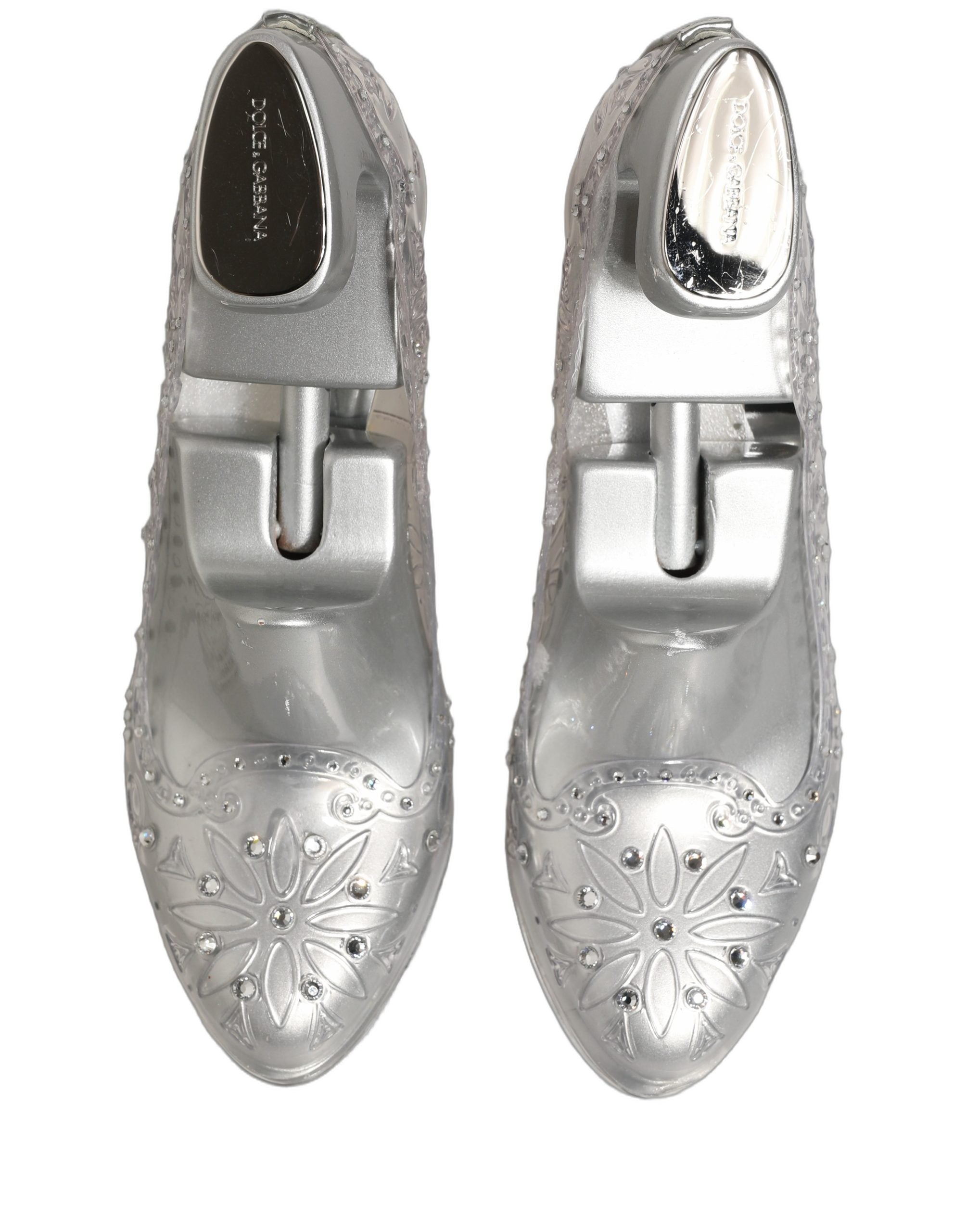 Dolce & Gabbana CINDERELLA Floral Crystal Heels Clear