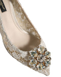 Dolce & Gabbana White Taormina Lace Crystal Pumps Shoes