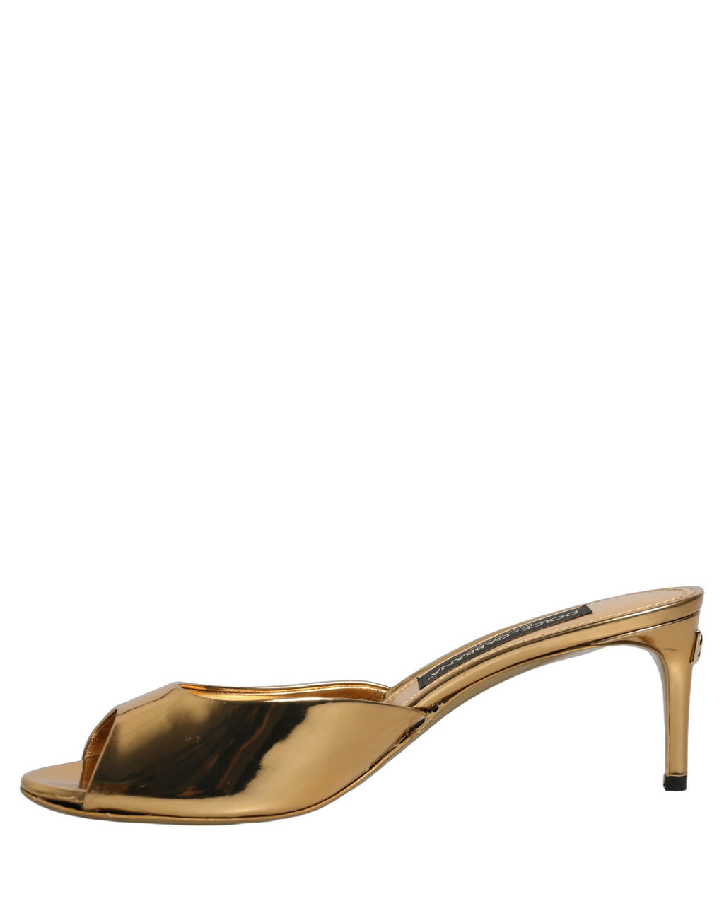 Dolce & Gabbana Gold Keira Leather Mules Sandals Shoes