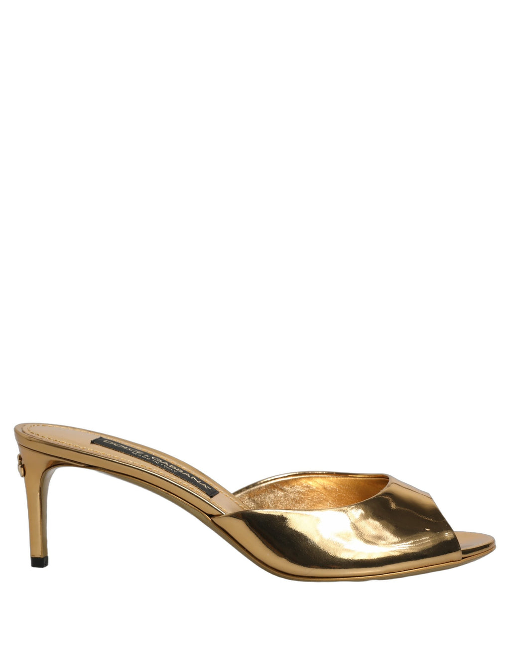 Dolce & Gabbana Gold Keira Leather Mules Sandals Shoes
