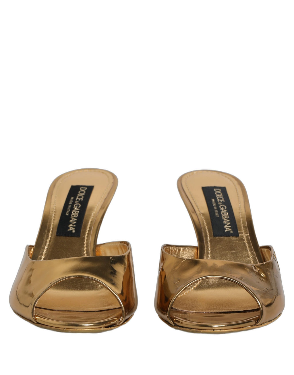 Dolce & Gabbana Gold Keira Leather Mules Sandals Shoes