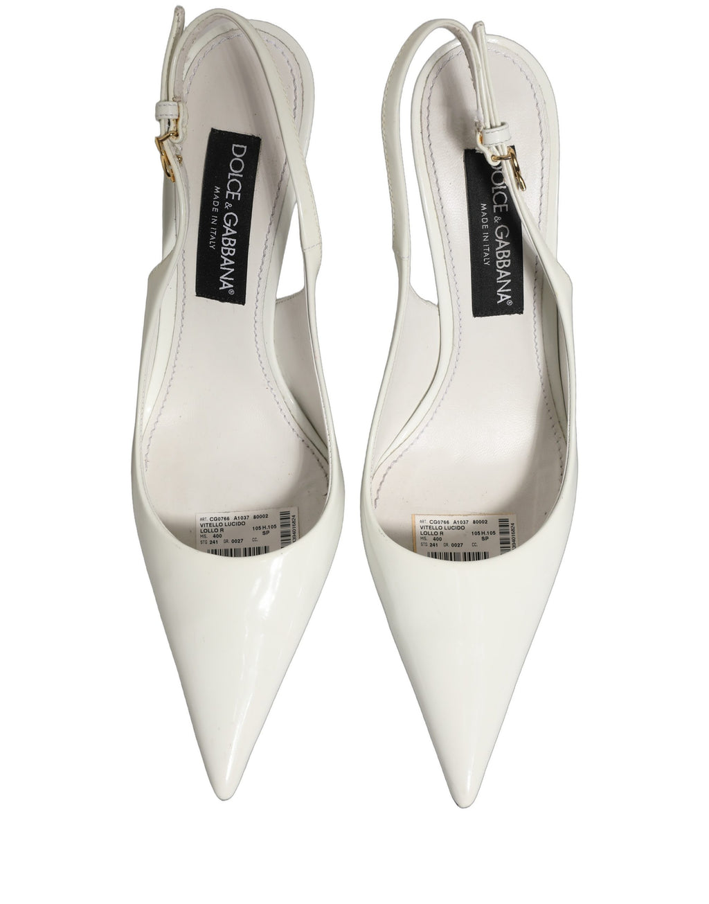 Dolce & Gabbana White Leather Slingback Heels Sandals Shoes