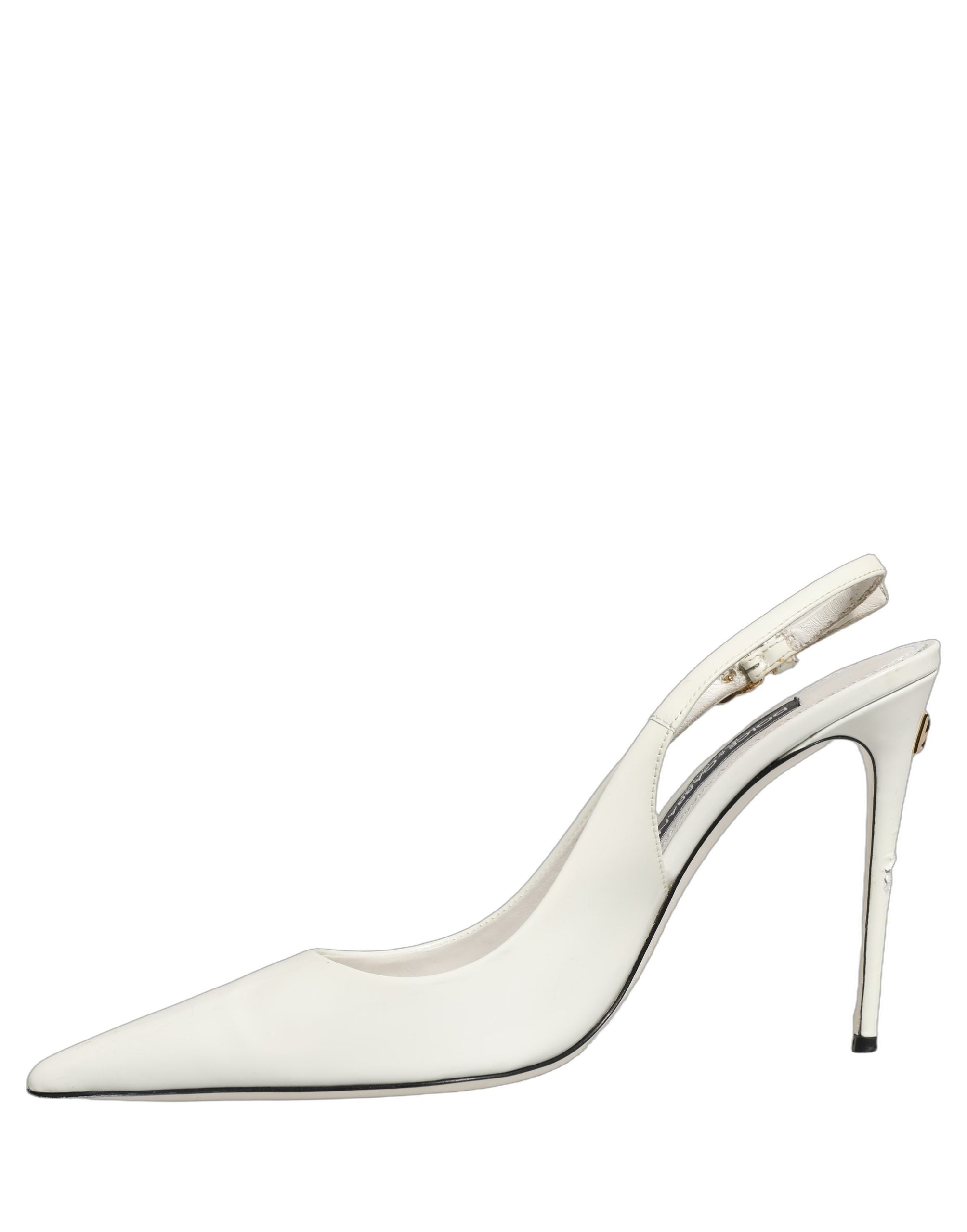 Dolce & Gabbana White Leather Slingback Heels Sandals Shoes