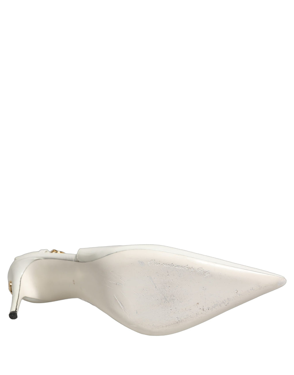 Dolce & Gabbana White Leather Slingback Heels Sandals Shoes