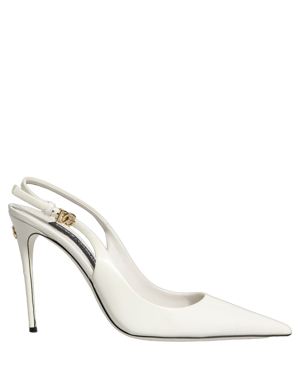Dolce & Gabbana White Leather Slingback Heels Sandals Shoes