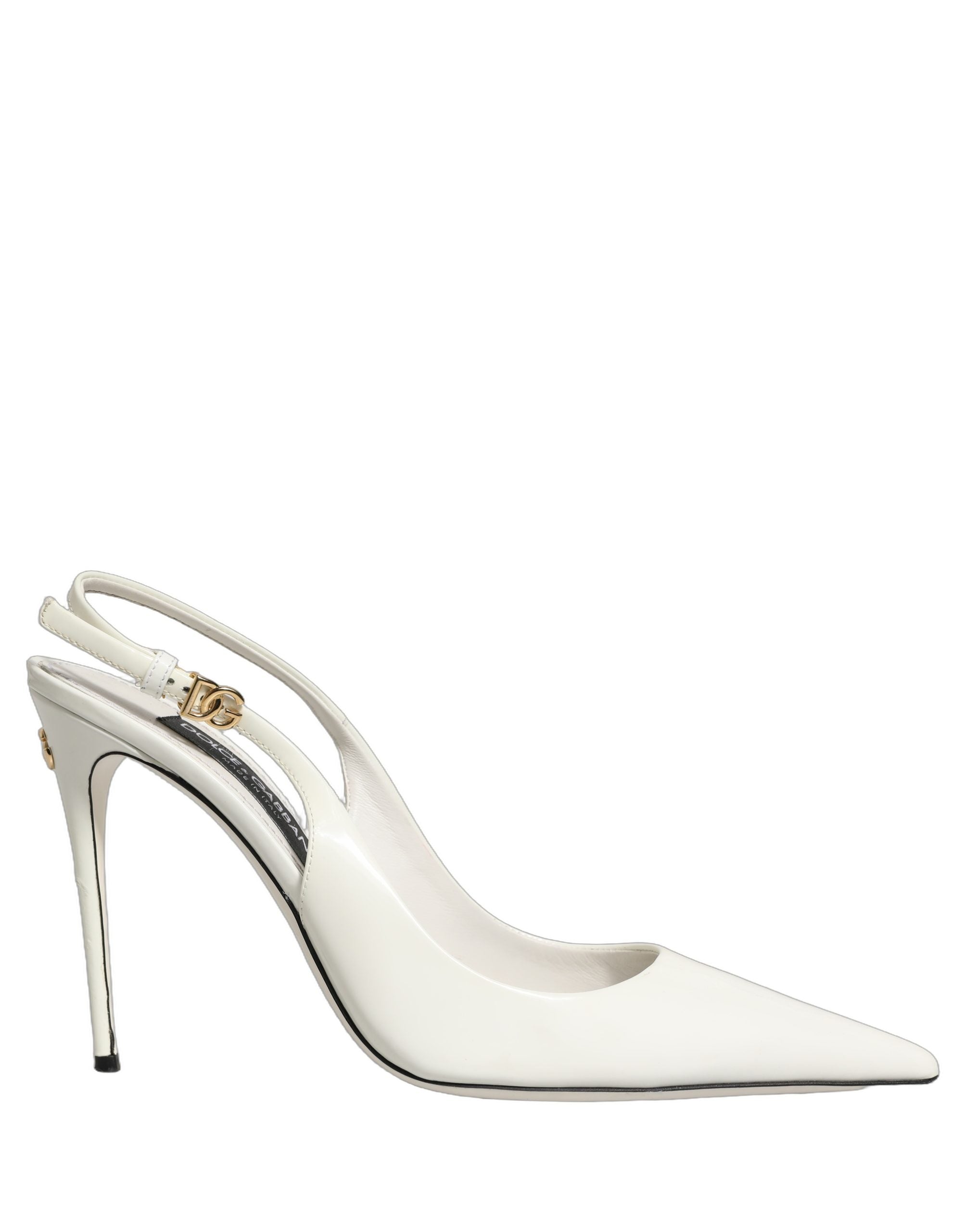 Dolce & Gabbana White Leather Slingback Heels Sandals Shoes