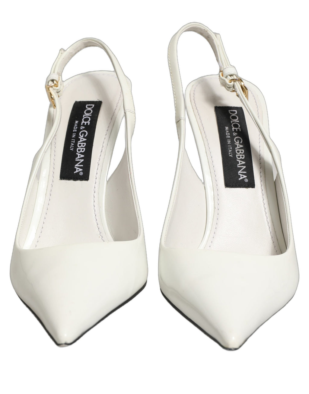 Dolce & Gabbana White Leather Slingback Heels Sandals Shoes