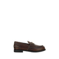 Miu Miu Brown Calf Leather Bos Taurus Slip-On Loafers