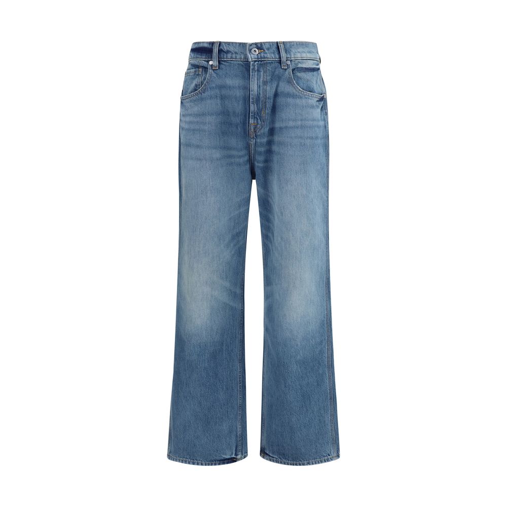 7FOR Blue Cotton Relaxed Fit Jeans