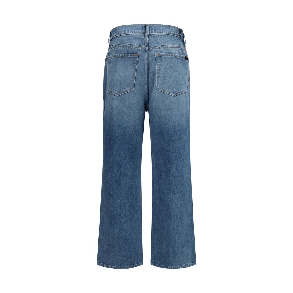 7FOR Blue Cotton Relaxed Fit Jeans