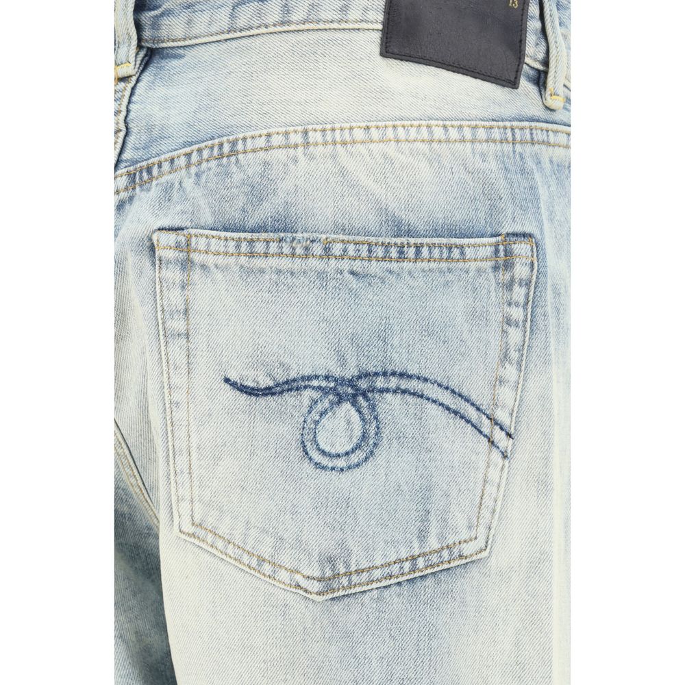 R13 Blue Cotton Straight-Leg Jeans