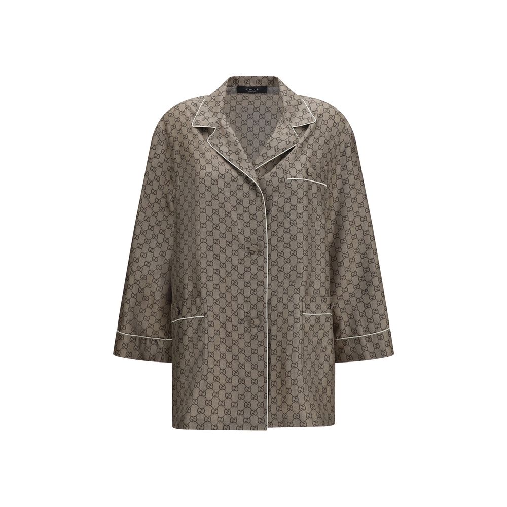 Gucci Beige Silk Dress Shirt