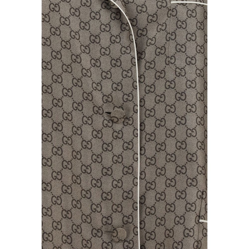Gucci Beige Silk Dress Shirt
