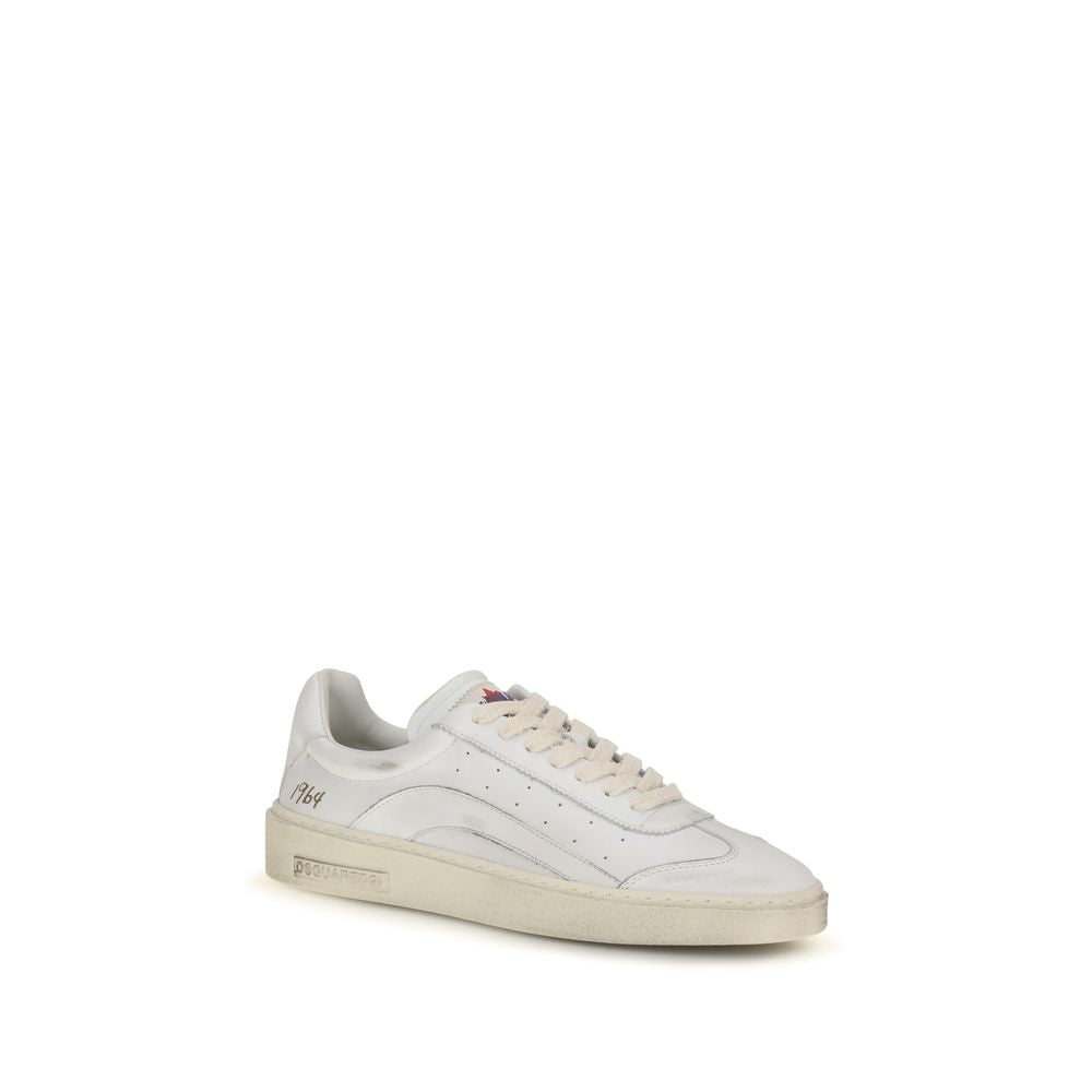 Dsquared² White Calf Leather Bos Taurus Low Top Sneakers
