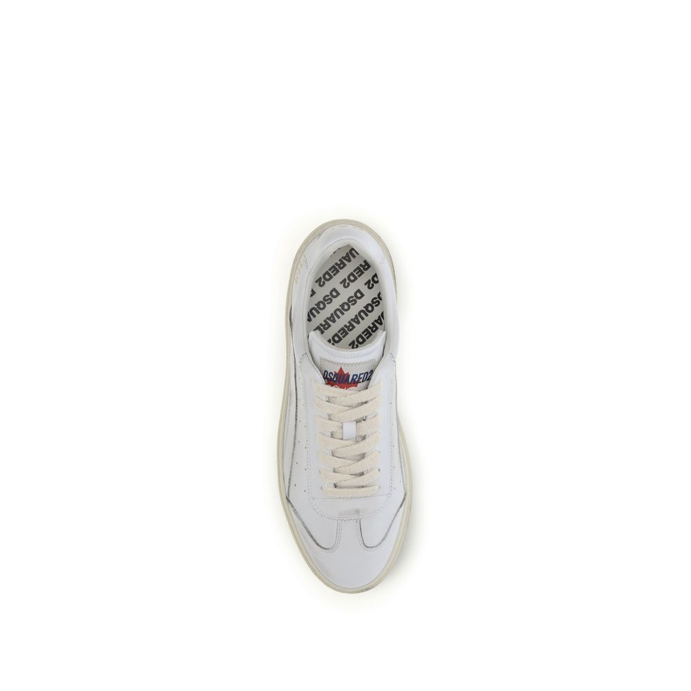 Dsquared² White Calf Leather Bos Taurus Low Top Sneakers