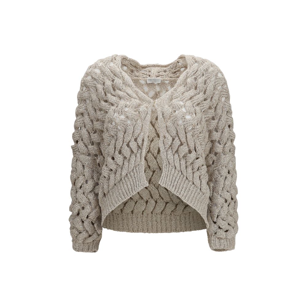 Brunello Cucinelli Beige Silk Cardigan