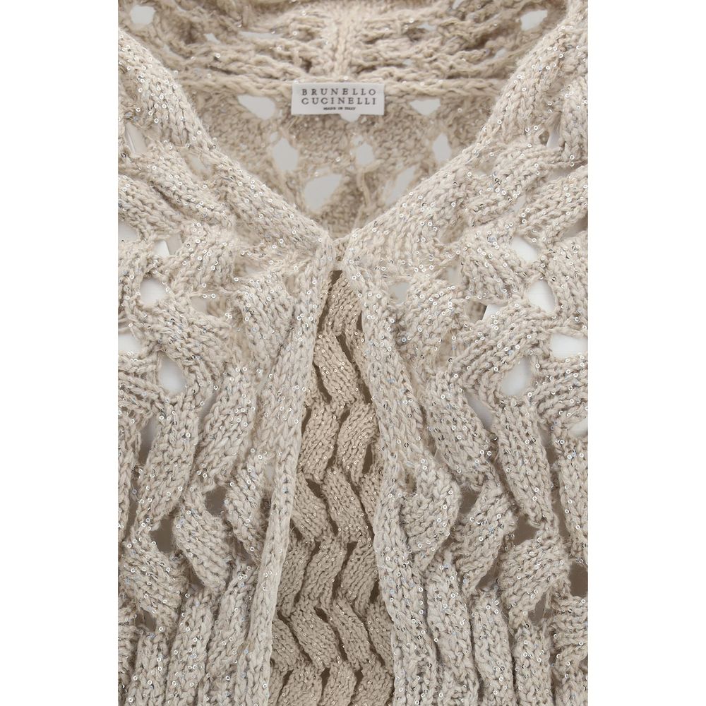 Brunello Cucinelli Beige Silk Cardigan