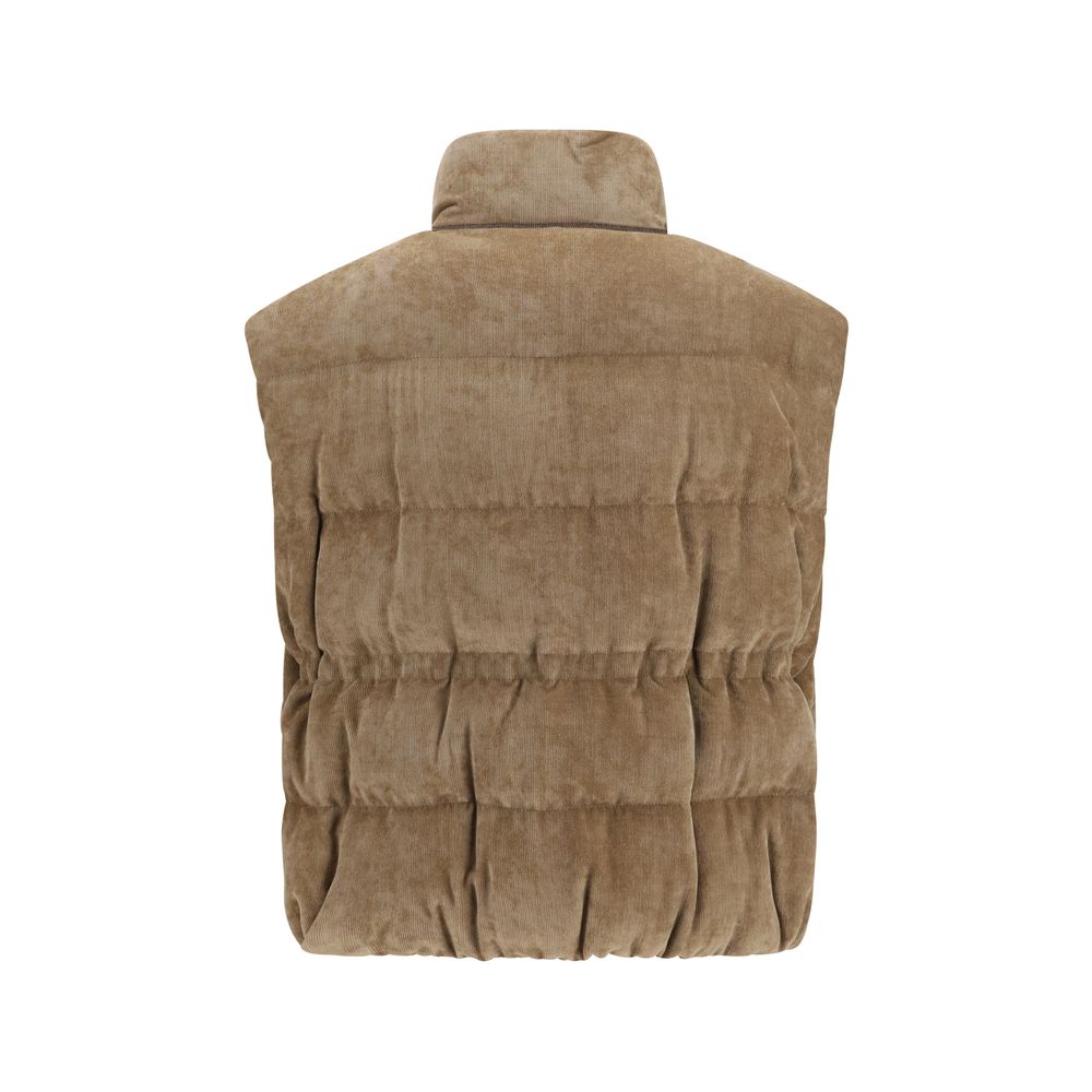 Brunello Cucinelli Beige Viscose Sleeveless Jacket