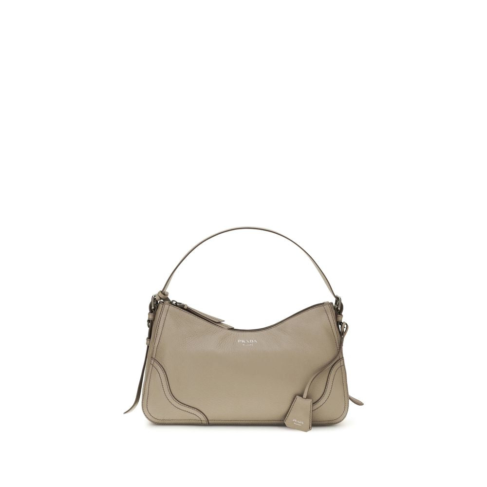 Prada Gray Calf Leather Bos Taurus Shoulder Bag