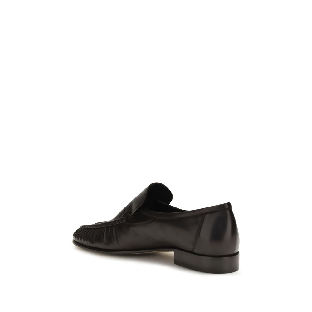The Row Brown Suede Leather Slip-On Loafers
