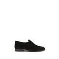 The Row Black Suede Leather Slip-On Loafers