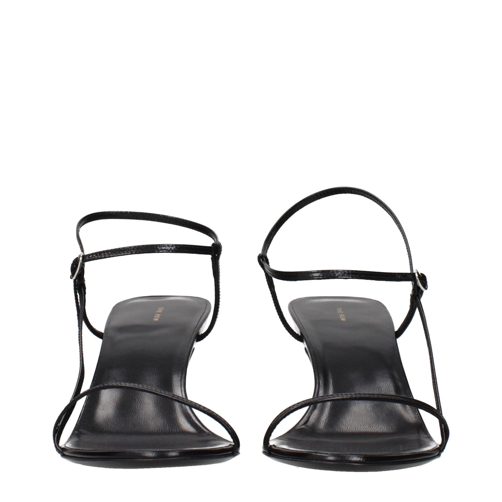 The Row Black Leather Stiletto Heel Sandals