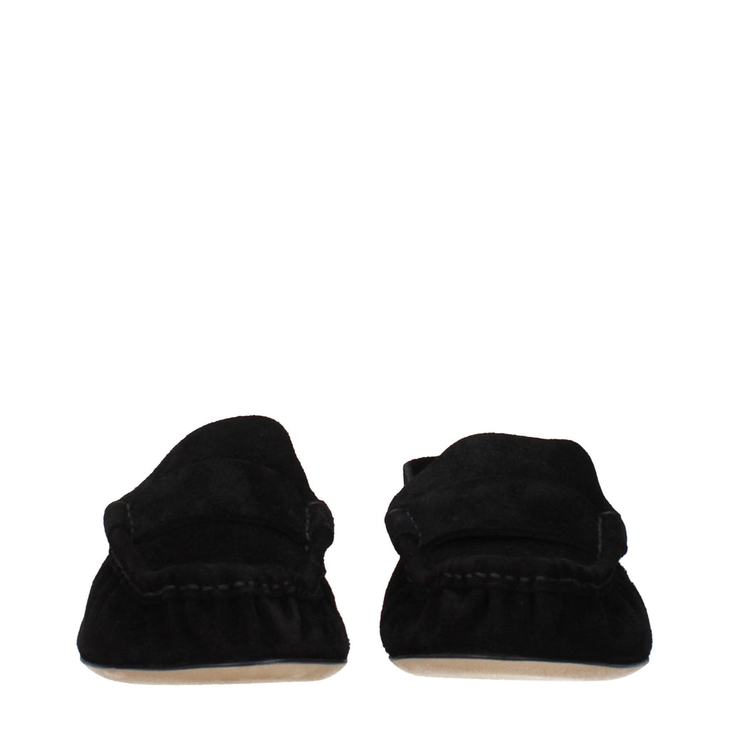 The Row Black Leather Slip-On Loafers