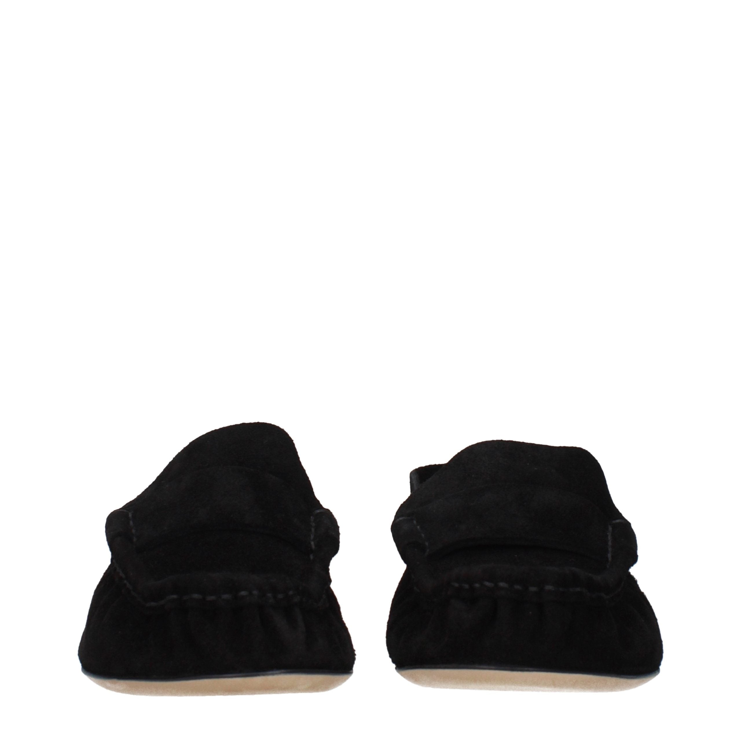 The Row Black Leather Slip-On Loafers