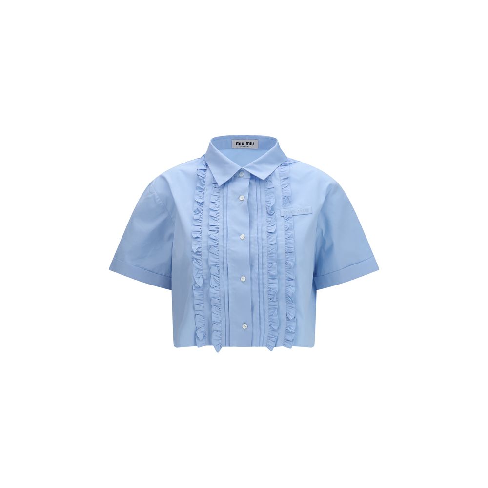 Miu Miu Blue Cotton Shortsleeve Shirt