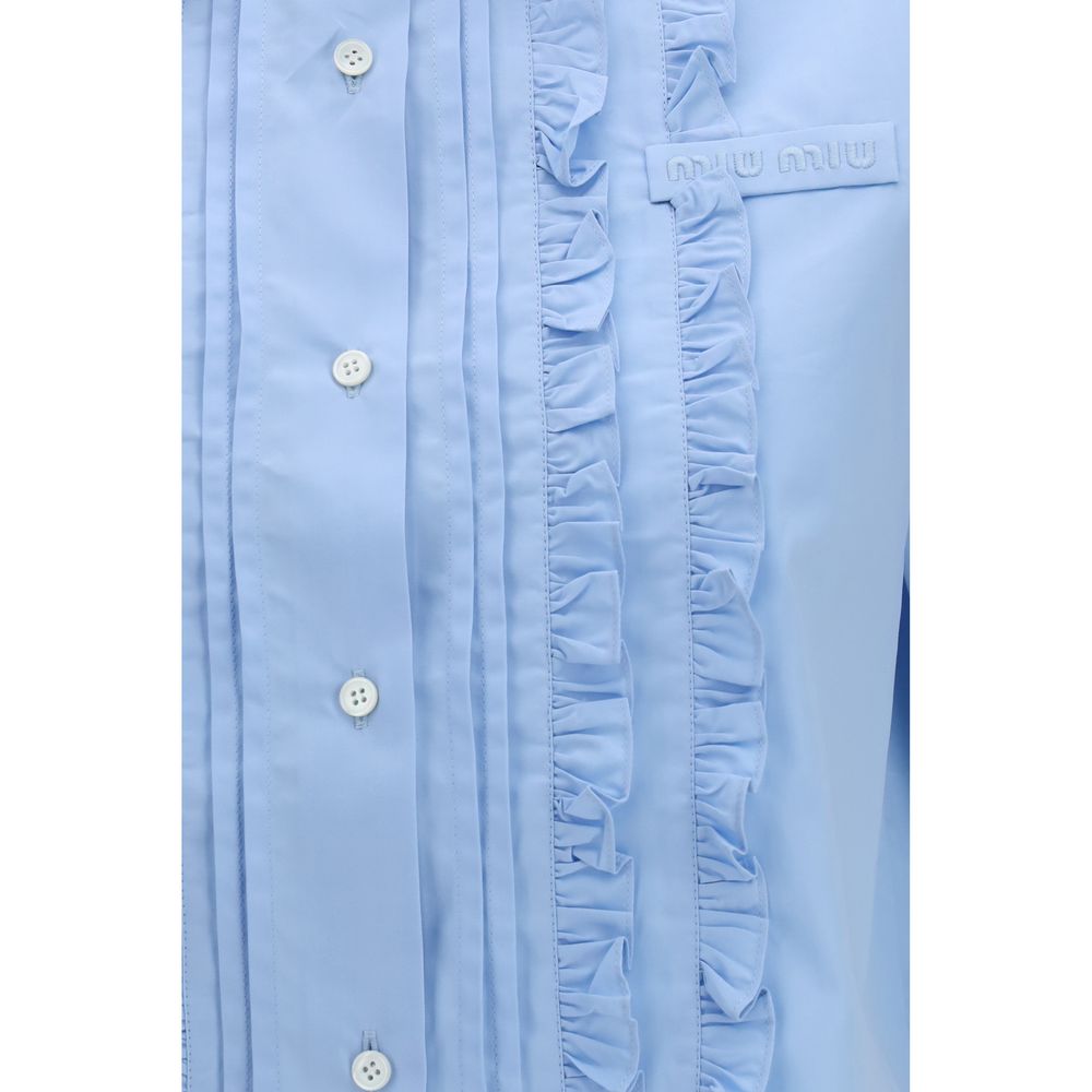 Miu Miu Blue Cotton Shortsleeve Shirt