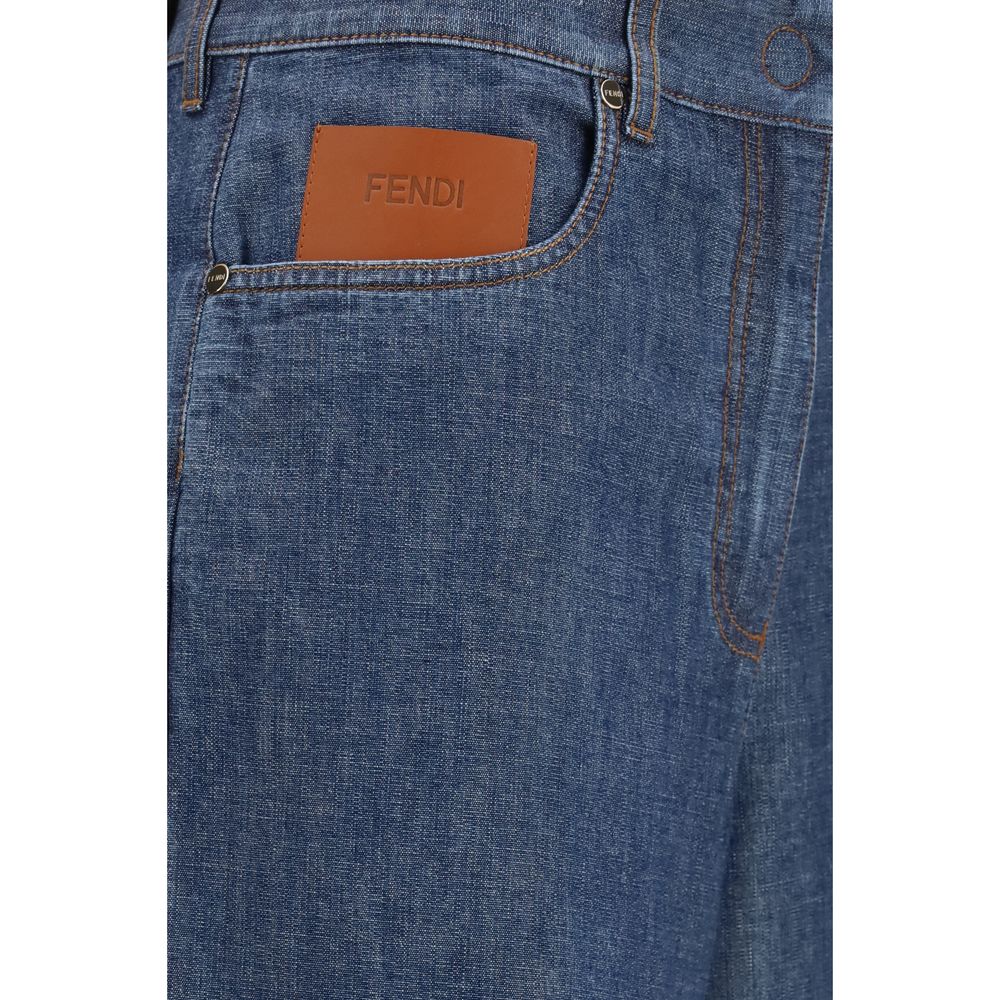 Fendi Blue Cotton Jeans Denim
