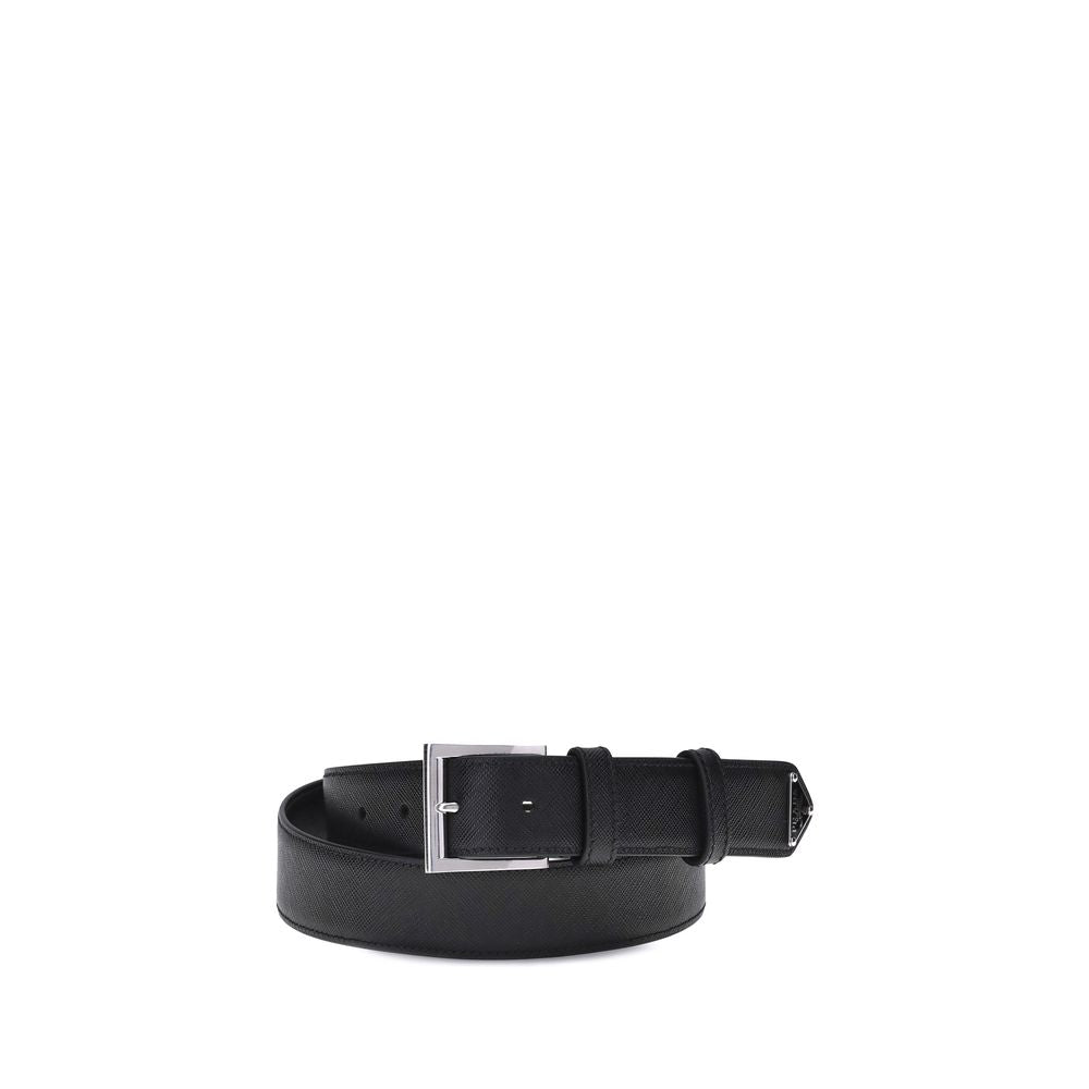 Prada Black Calf Leather Bos Taurus Regular Belt