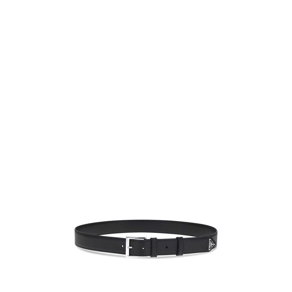 Prada Black Calf Leather Bos Taurus Regular Belt