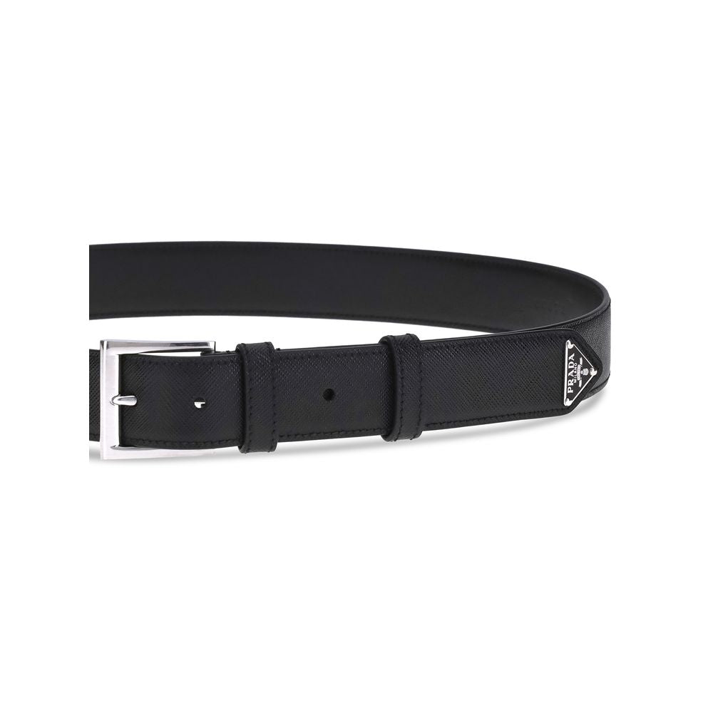 Prada Black Calf Leather Bos Taurus Regular Belt