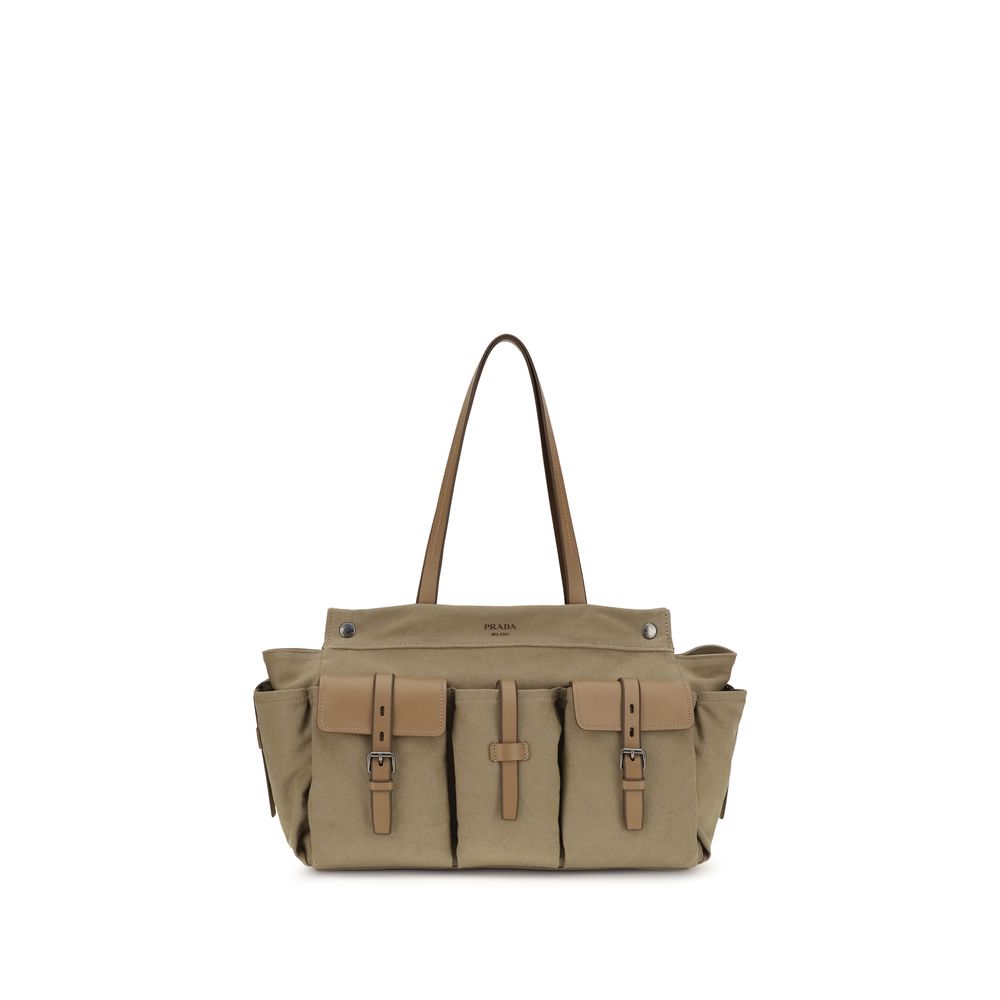 Prada Bicolor Cotton Shoulder Bag